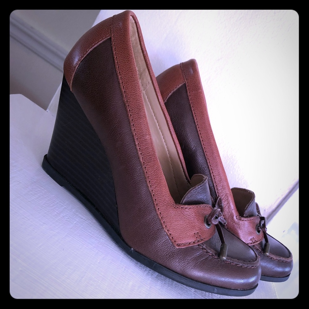 Cute Leather Wedges with a Bow Accent